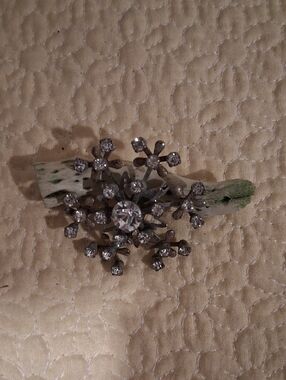Silver Crystal Snowflake Brooch - Sparkling Accent